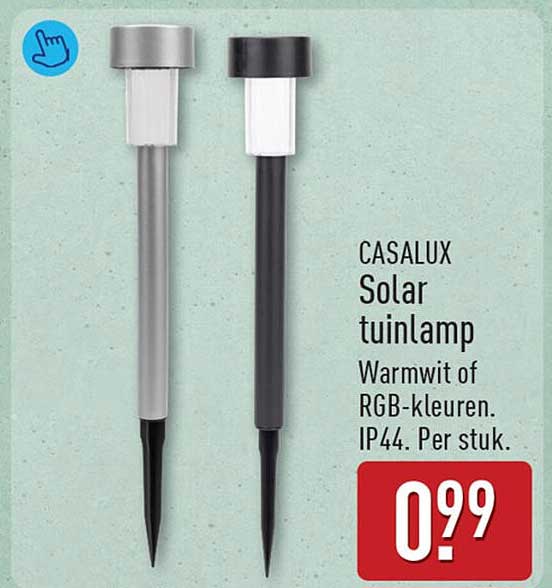 CASALUX Solar tuinlamp Warmwit of RGB-kleuren. IP44. Per stuk.