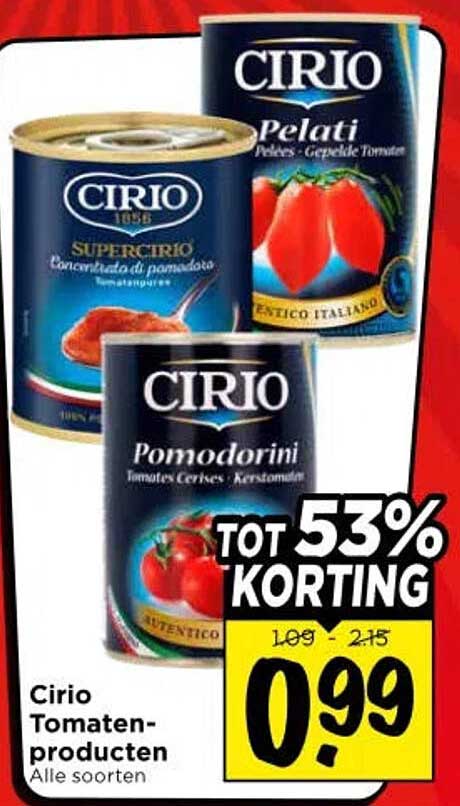 Cirio Tomaten-producten Alle soorten TOT 53% KORTING