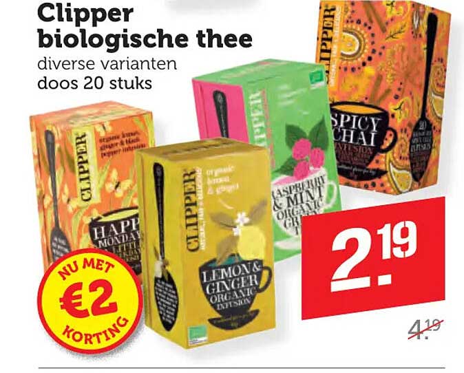 Clipper biologische thee diverse varianten doos 20 stuks NU MET €2 KORTING