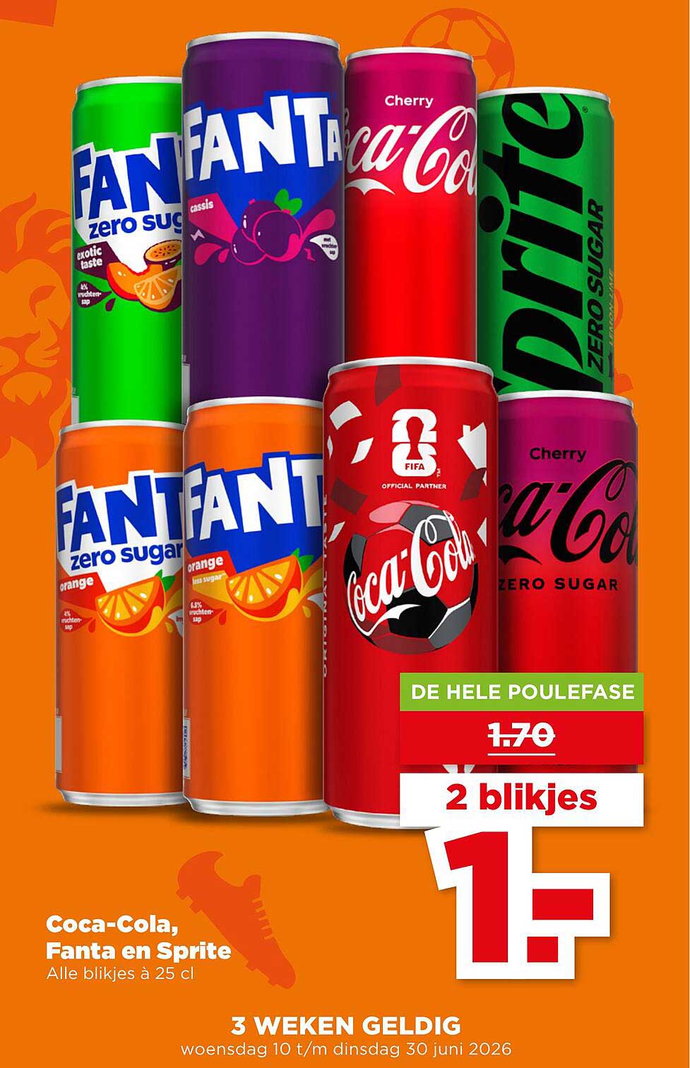 Coca-Cola, Fanta en Sprite Alle blikjes à 25 cl 2 blikjes