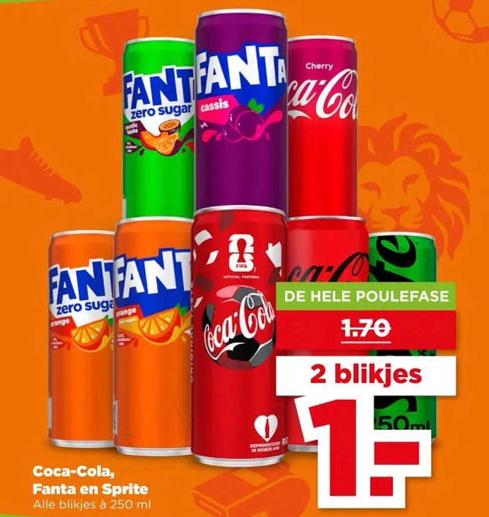 Coca-Cola, Fanta en Sprite - Alle blikjes à 250 ml 2 blikjes