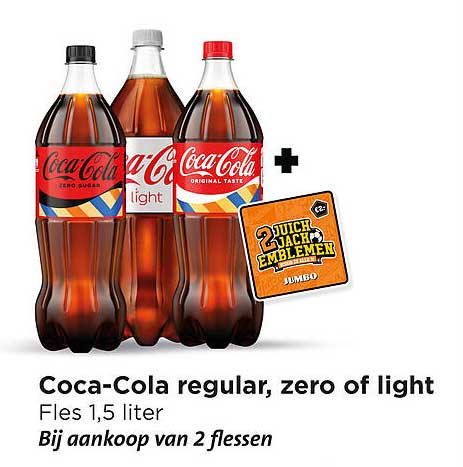 Coca-Cola regular, zero of light Fles 1,5 liter Bij aankoop van 2 flessen