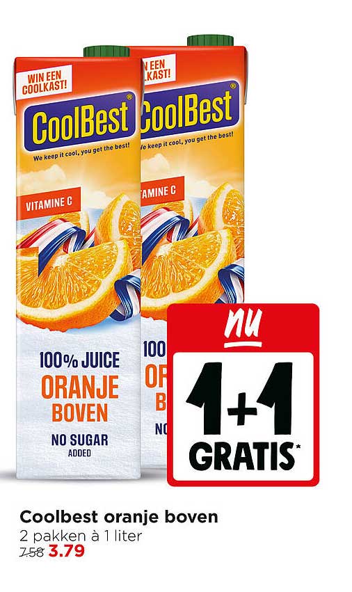 Coolbest oranje boven 1+1 gratis
