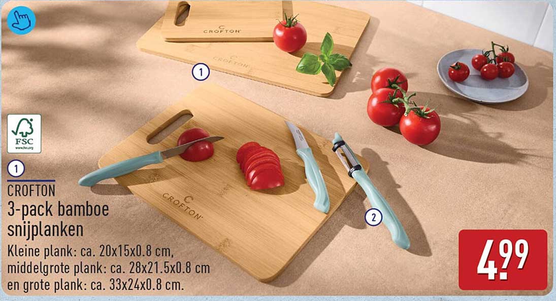 CROFTON 3-pack bamboe snijplanken