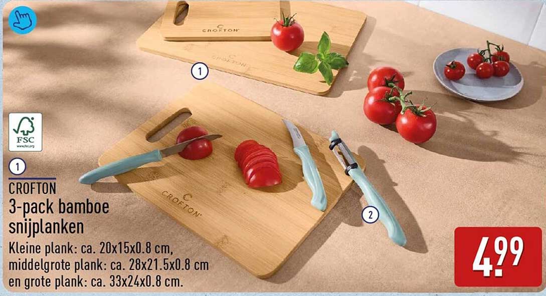 CROFTON 3-pack bamboe snijplanken
