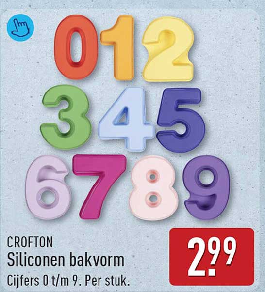 CROFTON Siliconen bakvorm Cijfers 0 t/m 9. Per stuk.