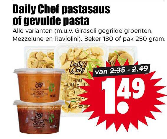 Daily Chef pastasaus of gevulde pasta
