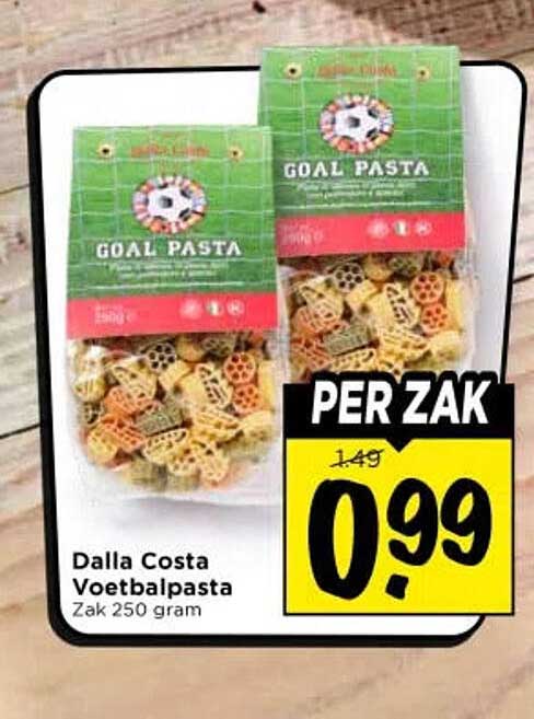 Dalla Costa Voetbalpasta Zak 250 gram PER ZAK