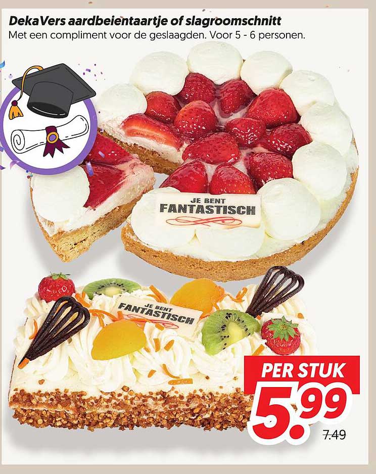DekaVers aardbeientaartje of slagroomschnitt