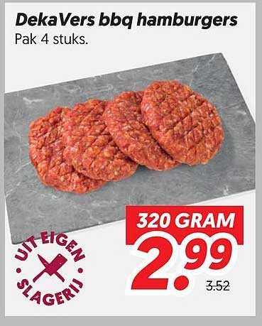 DekaVers bbq hamburgers Pak 4 stuks