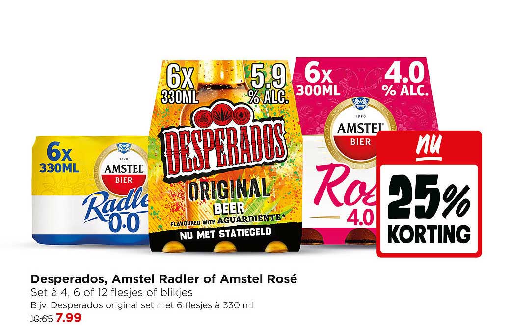 Desperados, Amstel Radler of Amstel Rosé 25% KORTING