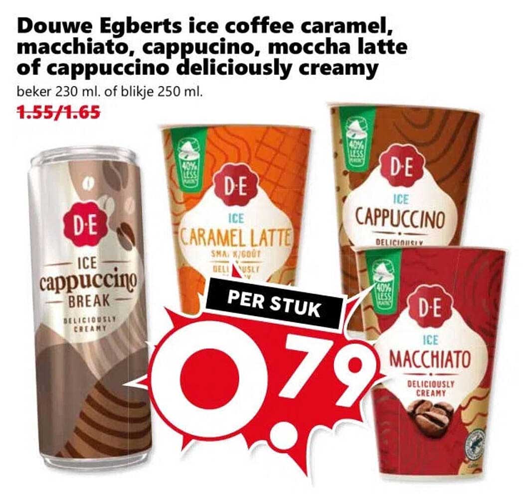 Douwe Egberts ice coffee caramel, macchiato, cappuccino, moccha latte of cappuccino deliciously creamy