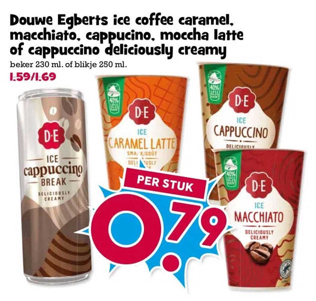 Douwe Egberts ice coffee caramel, macchiato, cappuccino, mocha latte of cappuccino deliciously creamy