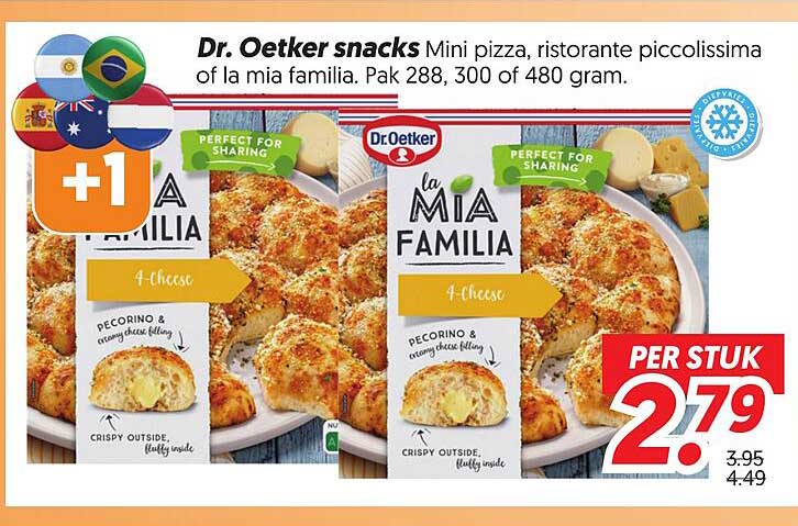 Dr. Oetker snacks Mini pizza, ristorante piccolissima of la mia famiglia. Pak 288, 300 of 480 gram. +1