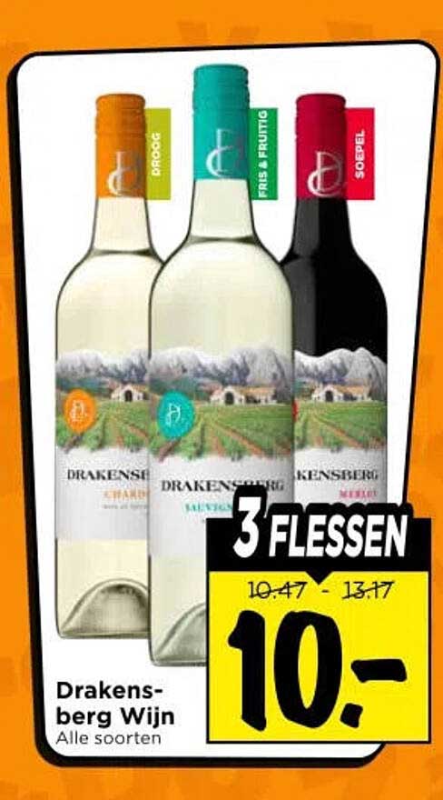 Drakensberg Wijn Alle soorten 3 FLESSEN