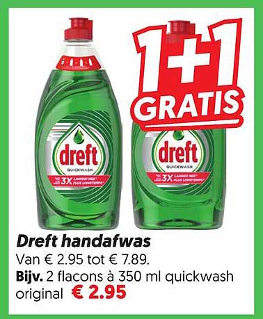 Dreft handafwas 1+1 GRATIS