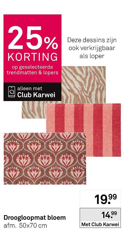 Droogloopmat bloem afm. 50x70 cm 25% KORTING op geselecteerde trendmatten & lopers