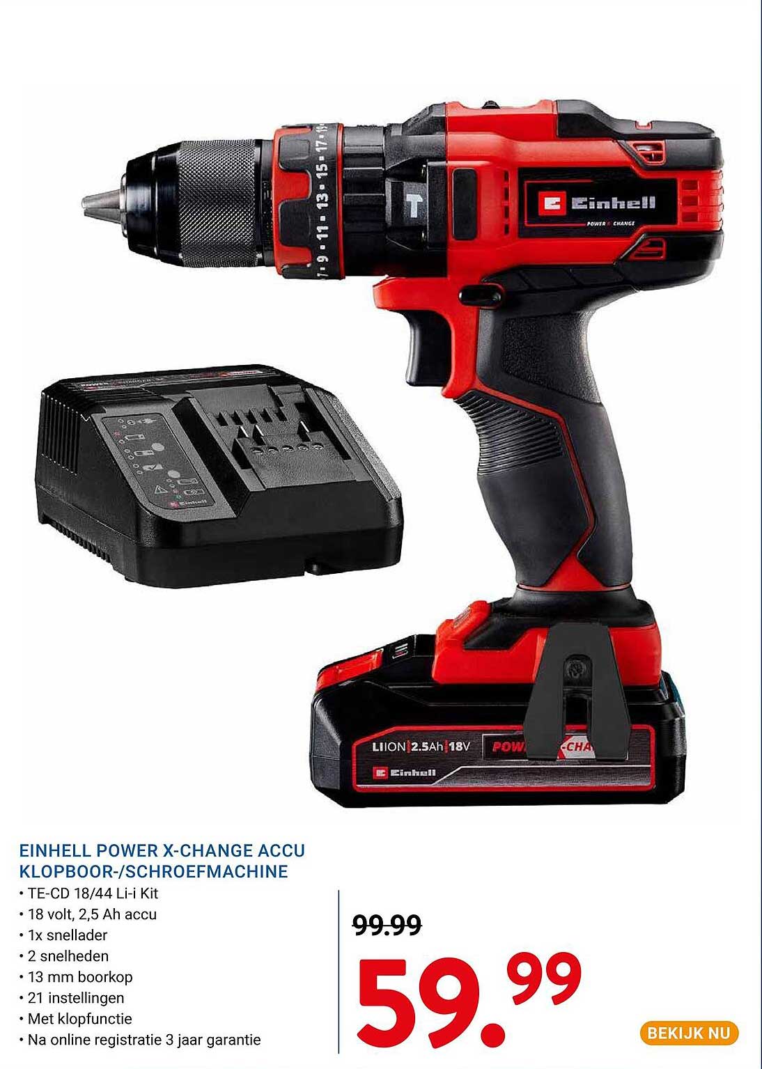EINHELL POWER X-CHANGE ACCU KLOPBOOR-/SCHROEFMACHINE