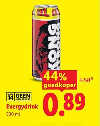 Energydrink 500 ml 44% goedkoper