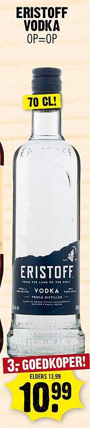 ERISTOFF VODKA 70 CL! 3. GOEDKOPER!