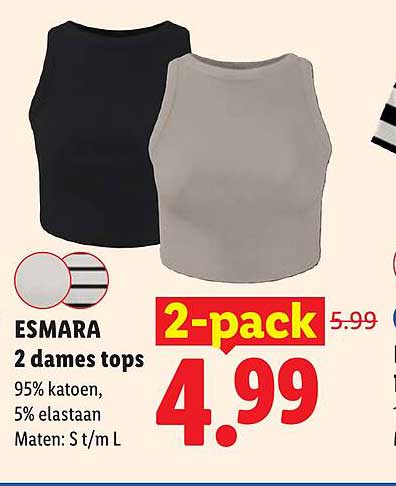 ESMARA 2 dames tops 2-pack