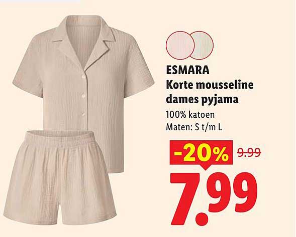 ESMARA Korte mousseline dames pyjama -20%