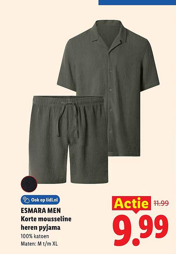 ESMARA MEN Korte mousseline heren pyjama
