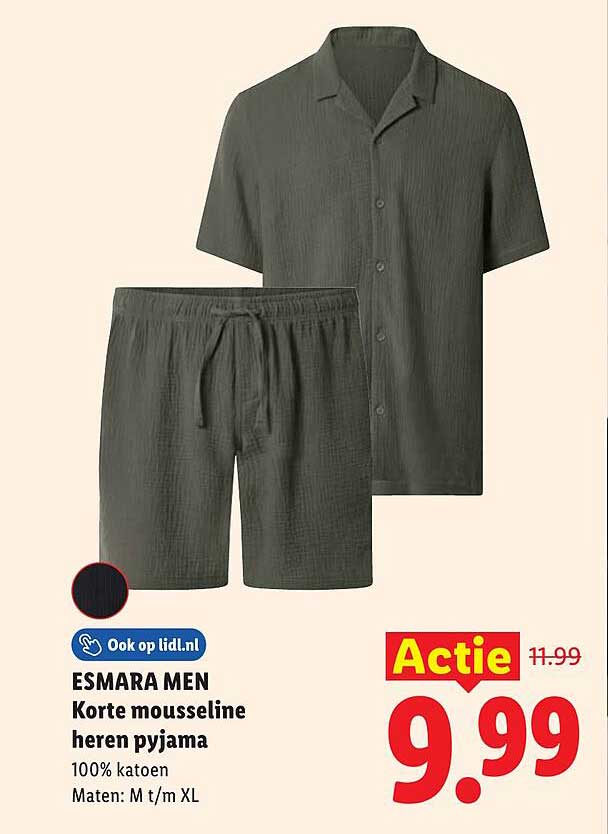 ESMARA MEN Korte mousseline heren pyjama