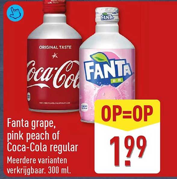 Fanta grape, pink peach of Coca-Cola regular