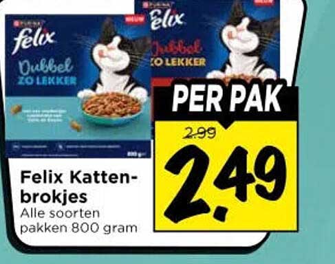 Felix Kattenbrokjes Alle soorten pakken 800 gram PER PAK