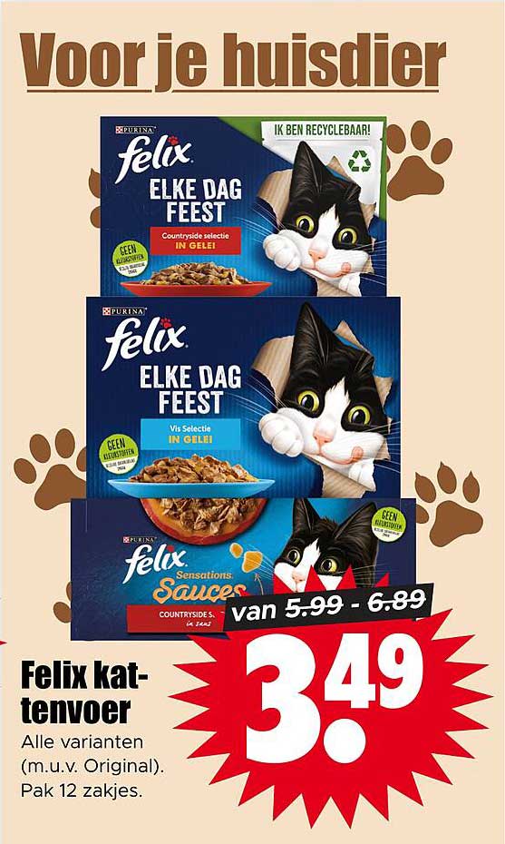 Felix kattenvoer Alle varianten (m.u.v. Original). Pak 12 zakjes.