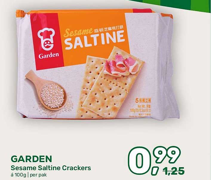 GARDEN Sesame Saltine Crackers á 100g | per pak