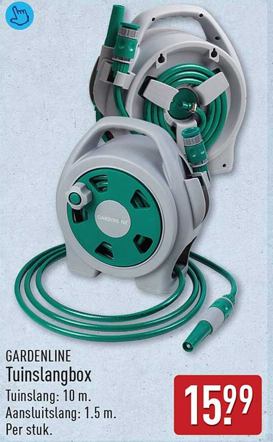 GARDENLINE Tuinslangbox Tuinslang: 10 m. Aansluitslang: 1.5 m. Per stuk.
