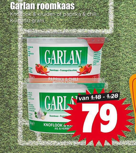 Garlan roomkaas Knoflook & kruiden of paprika & chili Kuip 150 gram