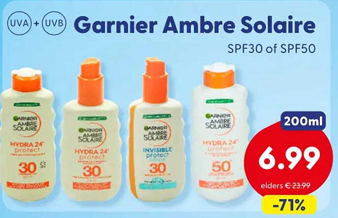 Garnier Ambre Solaire SPF30 of SPF50 200ml