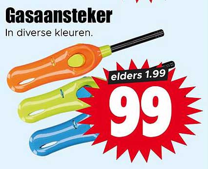 Gasaansteker In diverse kleuren.