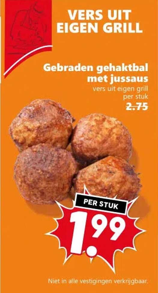 Gebraden gehaktbal met jussaus vers uit eigen grill per stuk