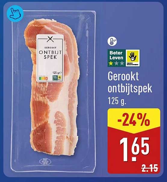 Gerookt ontbijtspek 125 g -24%