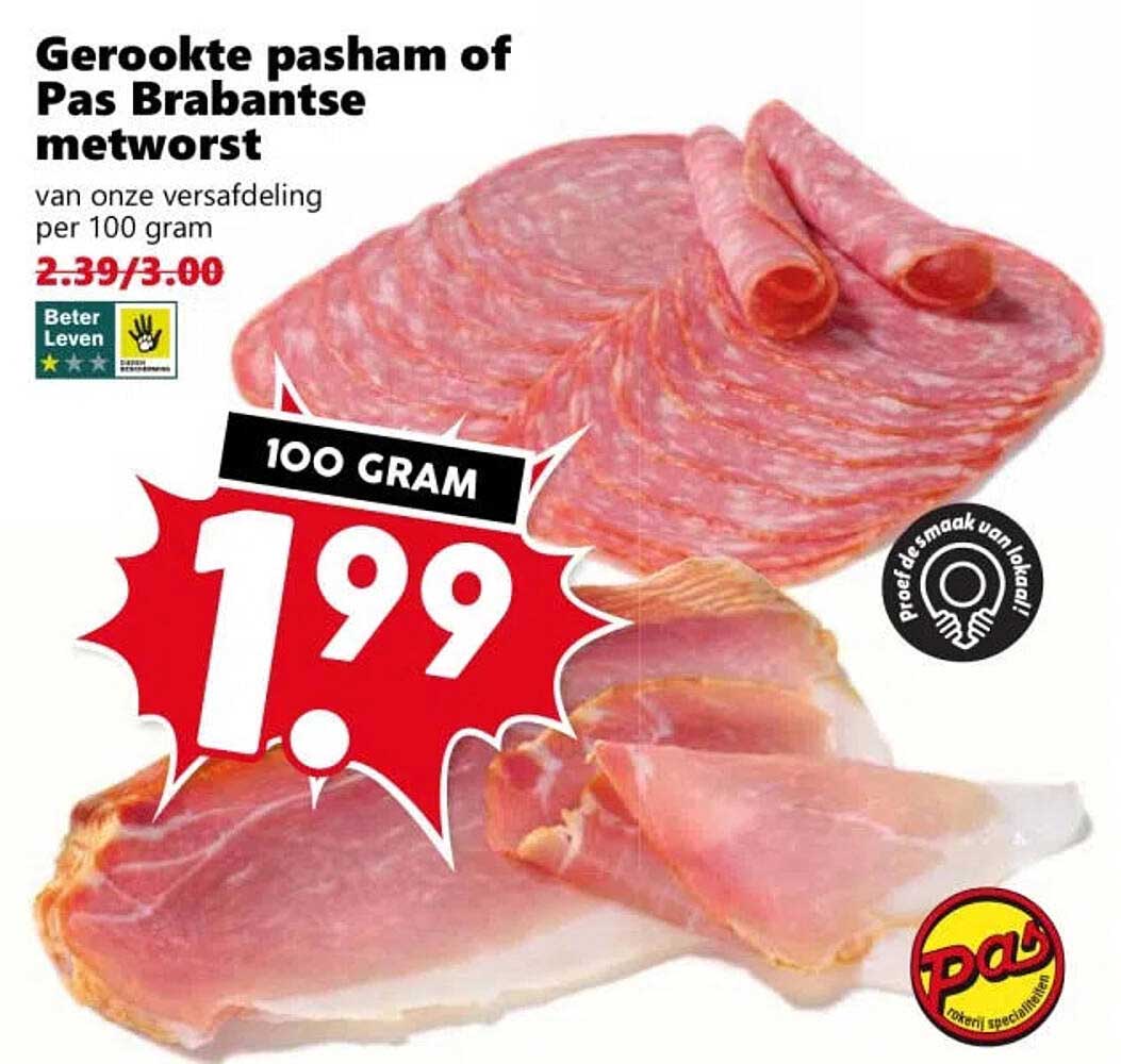 Gerookte pasham of Pas Brabantse metworst