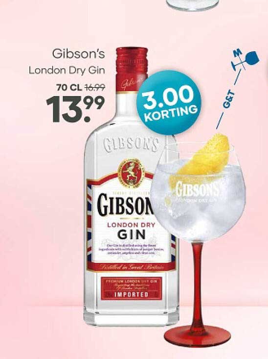 Gibson's London Dry Gin 70 CL 3.00 KORTING
