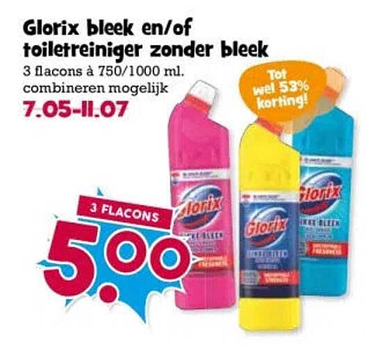 Glorix bleek en/of toiletreiniger zonder bleek