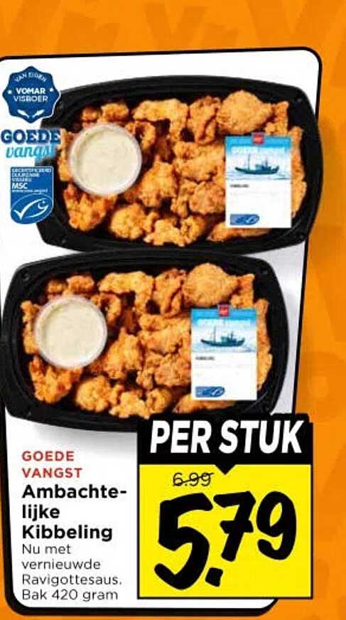 Goede vangst Ambachtelijke Kibbeling Nu met vernieuwde Ravigottesaus, Bak 420 gram PER STUK