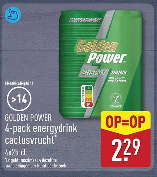 GOLDEN POWER 4-pack energydrink cactusvrucht