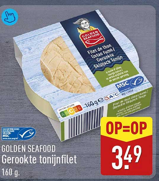 GOLDEN SEAFOOD Gerookte tonijnfilet 160 g. OP=OP