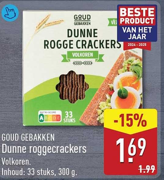 GOUD GEBAKKEN Dunne roggcrackers Volkoren.