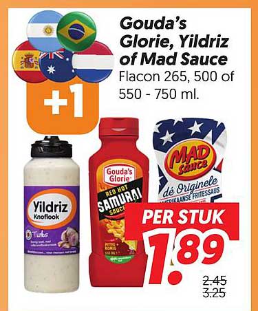 Gouda's Glorie, Yildriz of Mad Sauce Flacon 265, 500 of 550 - 750 ml. +1