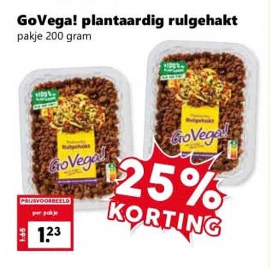 GoVega! plantaardig rulgehakt pakje 200 gram 25% KORTING