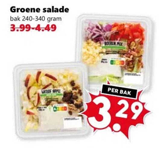Groene salade bak 240-340 gram