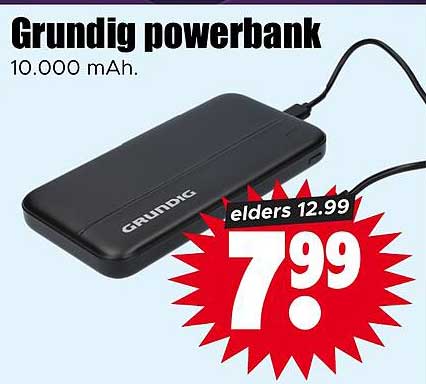 Grundig powerbank 10.000 mAh.