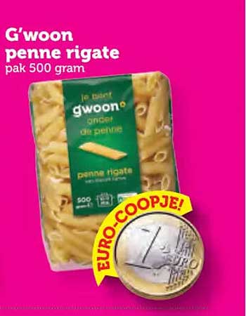 G'woon penne rigate pak 500 gram EUROCOOPJE!